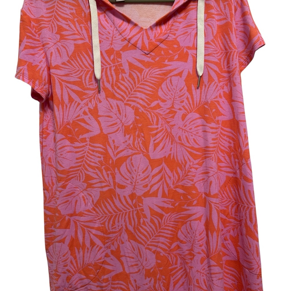 Koolaburra Pink and Orange Leaf Print‎ Swim Coverup